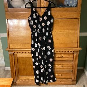 LOFT Floral Sleeveless Cropped Flare Leg Jumpsuit